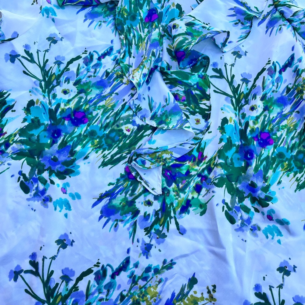 Sunny Leigh Cap Sleeves Floral Shirt Size M - Picture 6 of 6